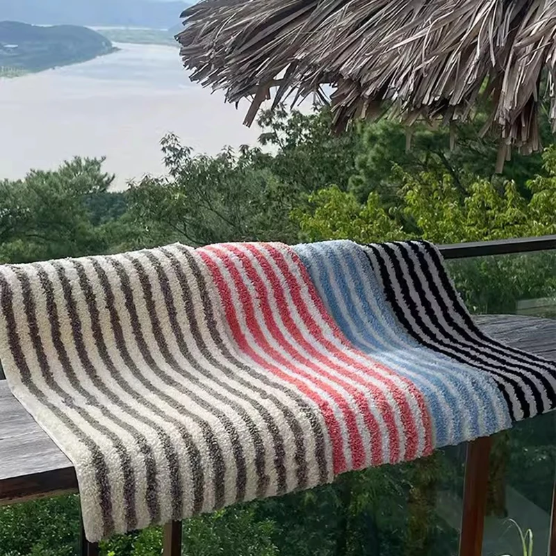 Tapete anti-derrapante geométrico macio macio, Tufting Stripe, Tapete do quarto, Almofada de cabeceira, Tapete, Home Decor, 40x70cm