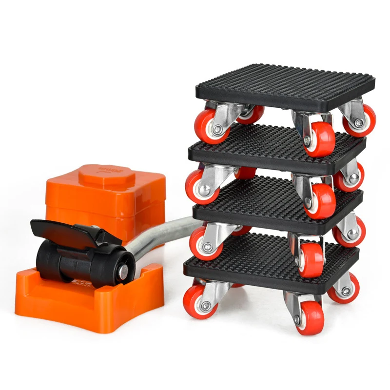 8Pcs Professional Furniture Mover Tool Set Heavy Stuffs Transport Lifter Wheeled Mover Roller with Wheel Bar Moving 4 Sliders