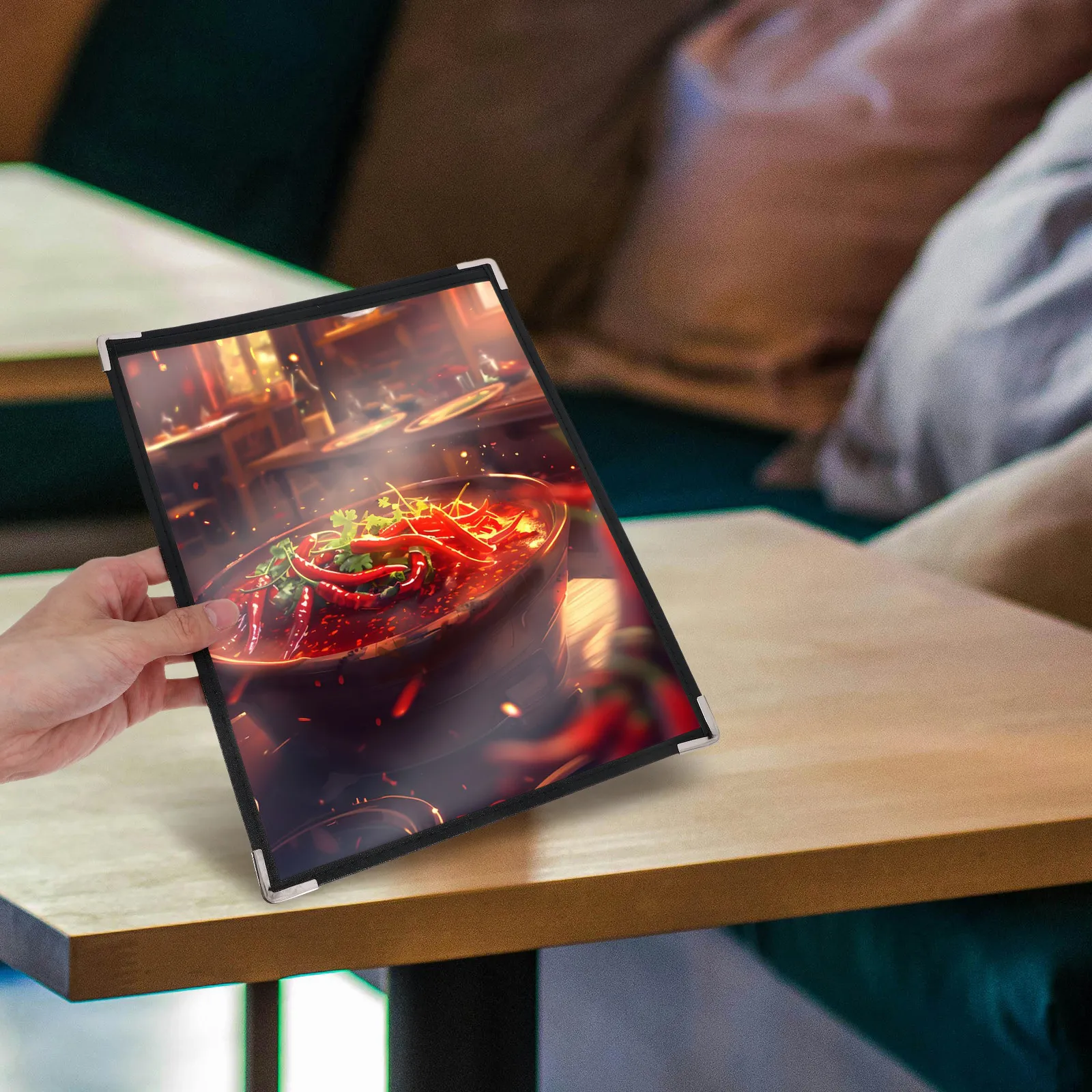 Clear PVC Menu Cover 2-Side Detachable for Restaurant Cafe Bar Large Capacity Menu Folder Replaceable Easy Clean