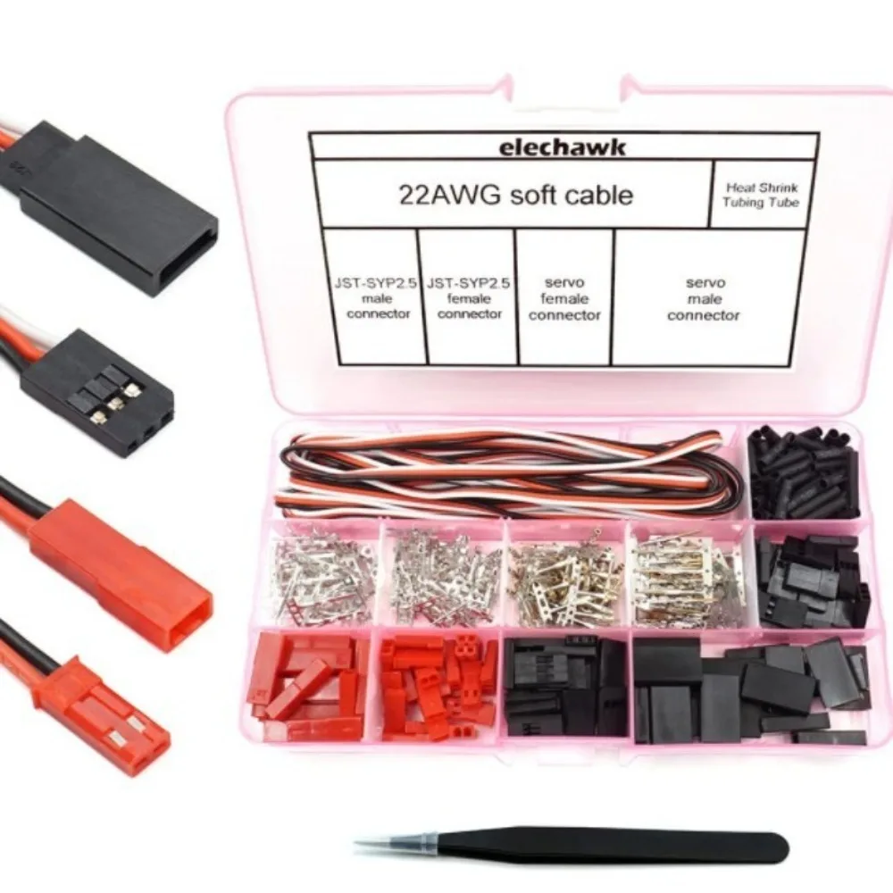 

40 Sets 2/3 Pin Servo Plug Connector Kit Crimp Pin Male Female Male Female Connector Jumper Cabl RC Servo Connector Car Servo