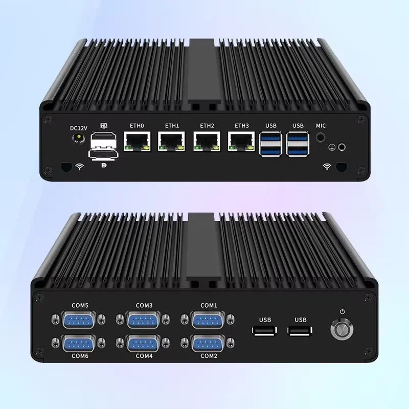 Fanless Industrial Mini PC Core i3 i5 i7 8th Gen DDR4 6 COM RS232 RS485 Embedded X86 Computer for Automation Control