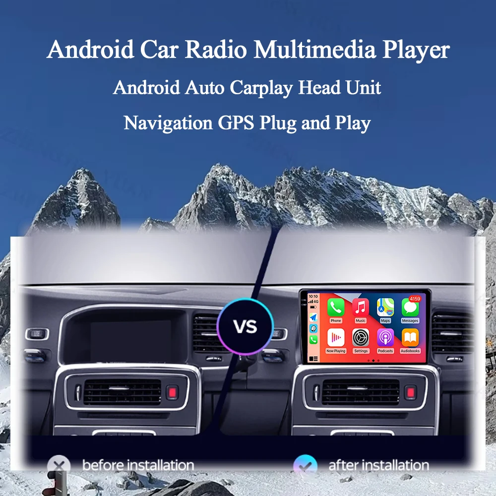 Android 16 For Volvo S60 Y20 2010 - 2018 Car Radio Stereo GPS Navigation Multimedia Player Wireless CarPlay Android Auto WIFI BT