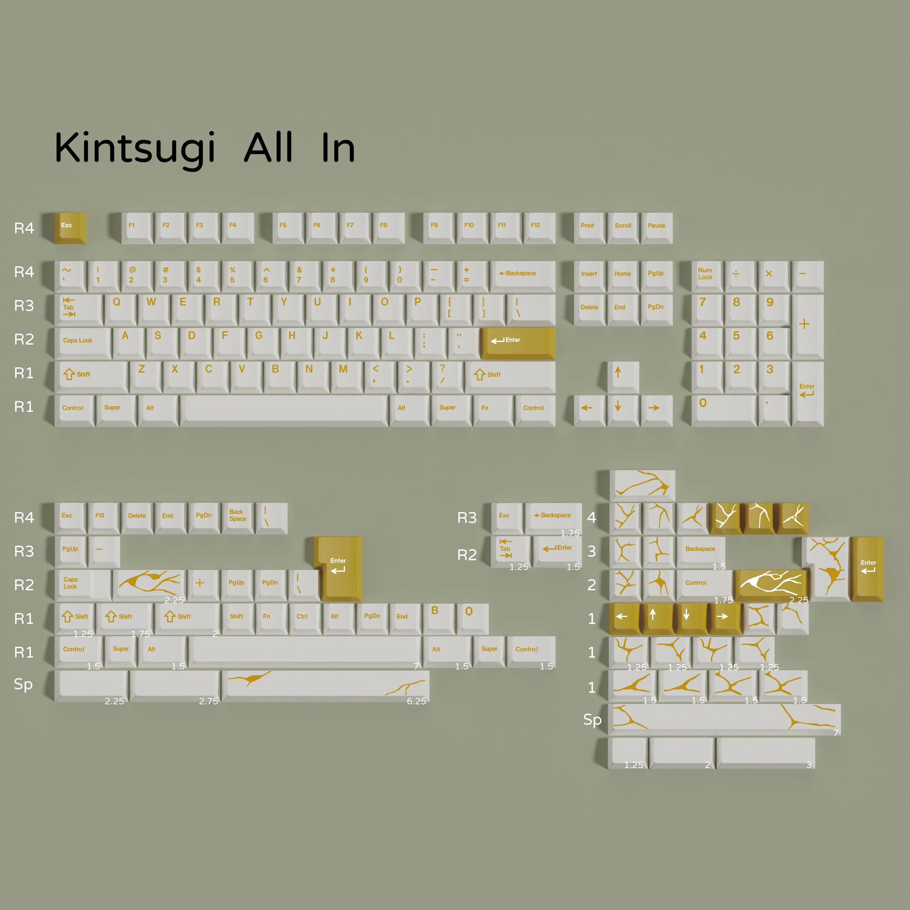 PBT Dye Subbe Keycap Cherry Profile Lightproof Clone KKB kintsugi Keycaps For MX Keyboard ALICE ISO 66 40 Layout Double B