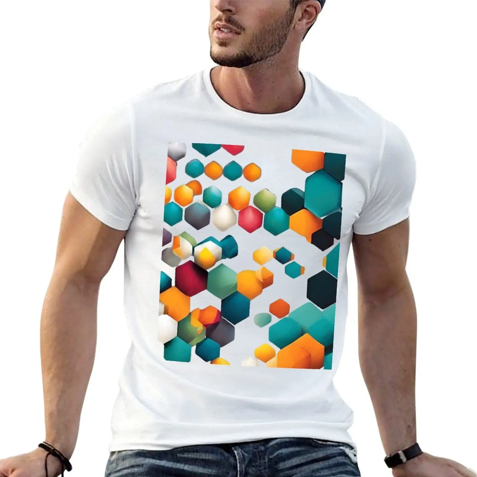 Hexagon T-Shirt Summer Holiday Casual Tee