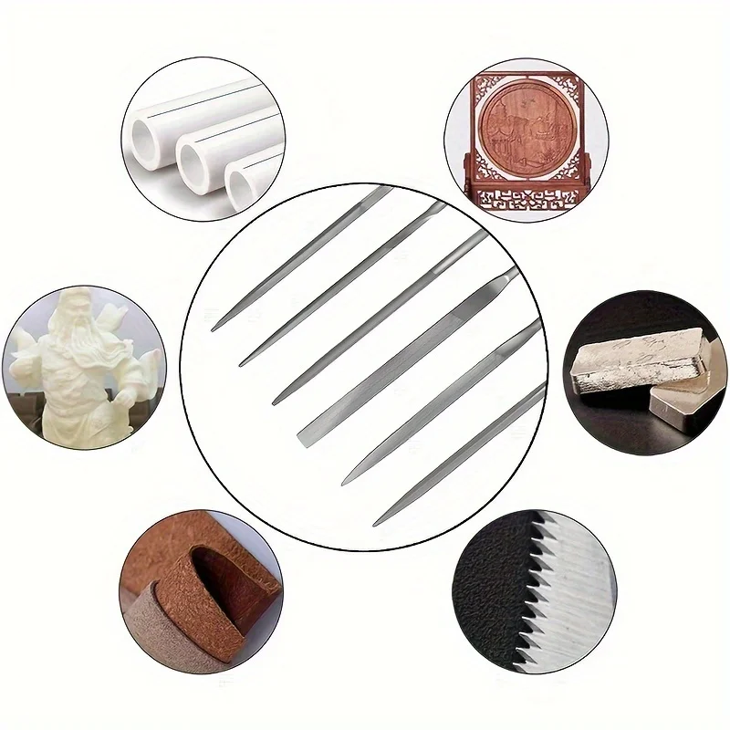 Premium Needle File Set - High-Carbon Steel Files with Non-Slip Ergonomic Handles for Precise Filing on Wood, Plastic, Model view 4