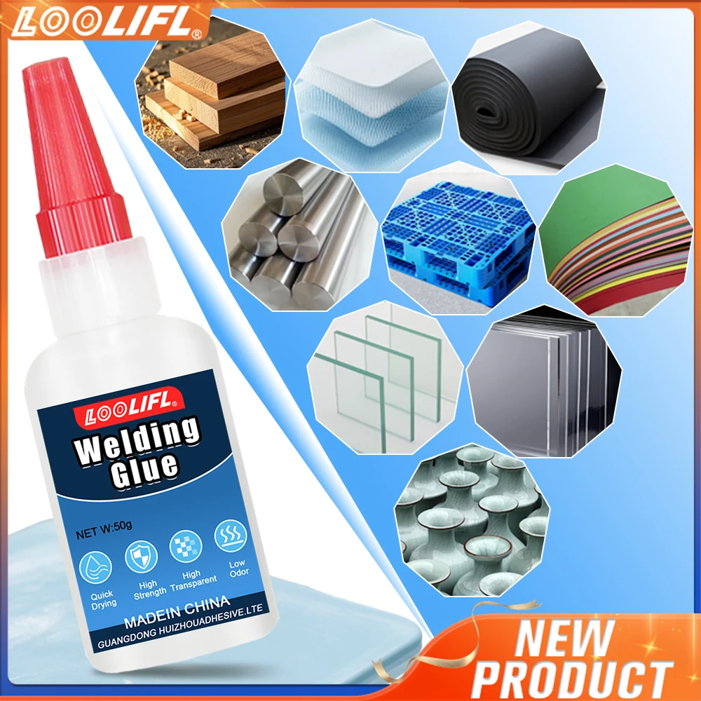 LOOLIFL 50g Hochfester ölbasierter Klebstoff zum Schweißen - Universeller ölbasierter Schweißkleber für Sofortklebstoffe für Harze, Keramik, Metalle, Glas, Kunststoffe, Holz, einschließlich Spender.