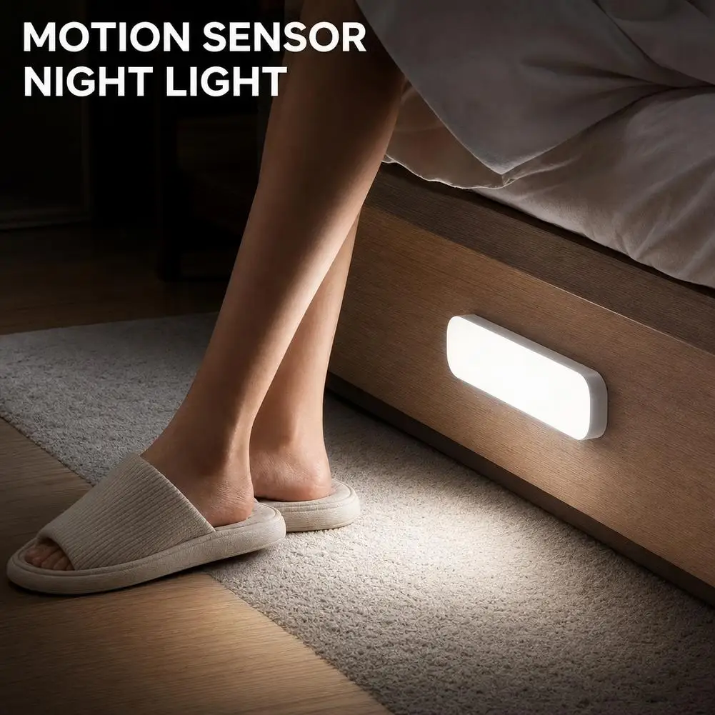 LED Night Light with Motion Sensor Cabinet Lamp Wireless Bedside Nightlight Battery Power For Bedroom Closet Stairs Lighting