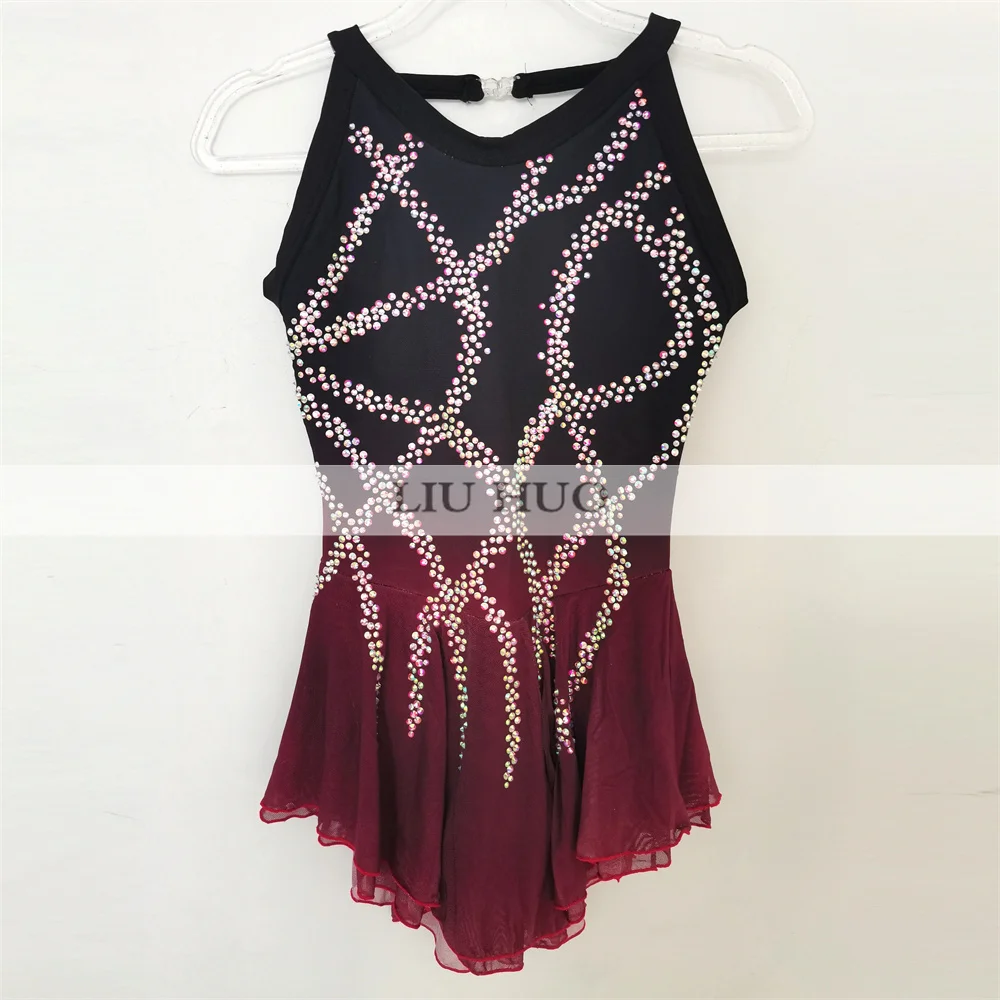 

LIUHUO платье для фигурного катания на льду для женщин и взрослых для девочек-подростков, костюм на заказ, современный купальник для соревнований, черный, красный