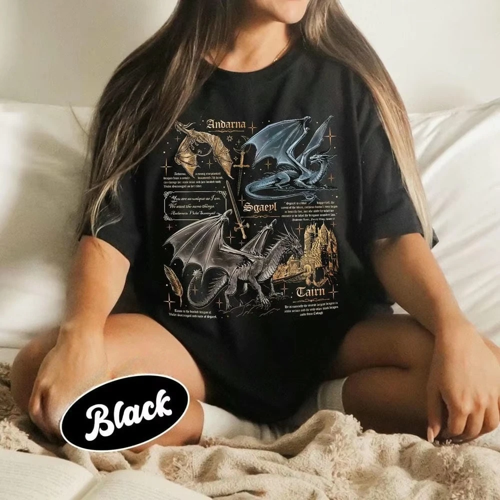 Sommer-Sonderangebot: Retro Fourth Wing Dragon Komfort-Shirt, Basgiath War College Shirt für Männer und Frauen, Vintage Top, Hip-Hop Oversized T-Shirt – Detail 5