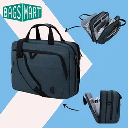 Сумка для ноутбука 17,3 дюйма BAGSMART, расширяемая сумка для компьютера, портфель для ноутбука для мужчин и женщин, сумка на плечо для работы, бизнеса, путешествий, офиса