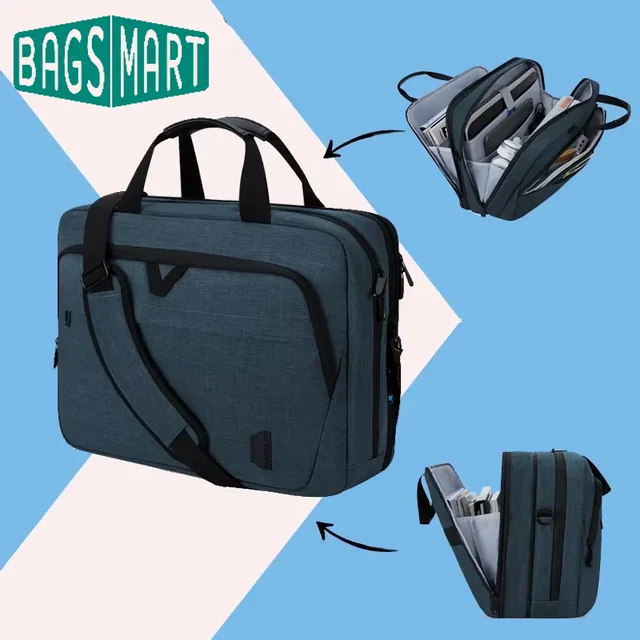 Torba na laptopa BAGSMART 17,3 cala, rozkładana torba na komputer, aktówka na laptopa, torba na ramię dla kobiet i mężczyzn, do pracy, biznesu, podróży, biura.