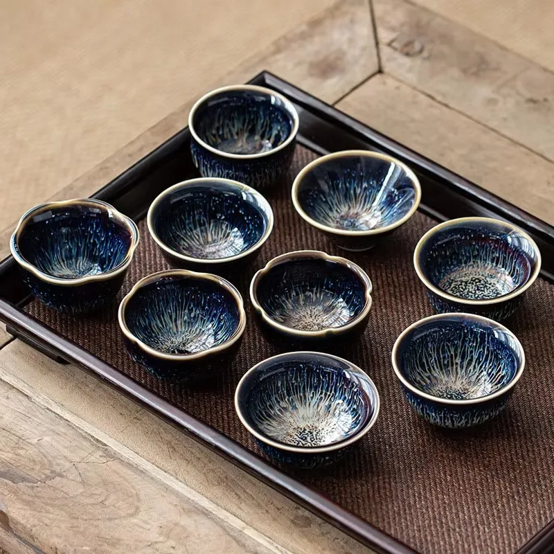 Multicolor Kiln Fambe Ceramic Teacup Porcelain Master Tea Cup Creative Temmoku Glaze Zen Tea Bowl Buddha Office Decor Accessorie