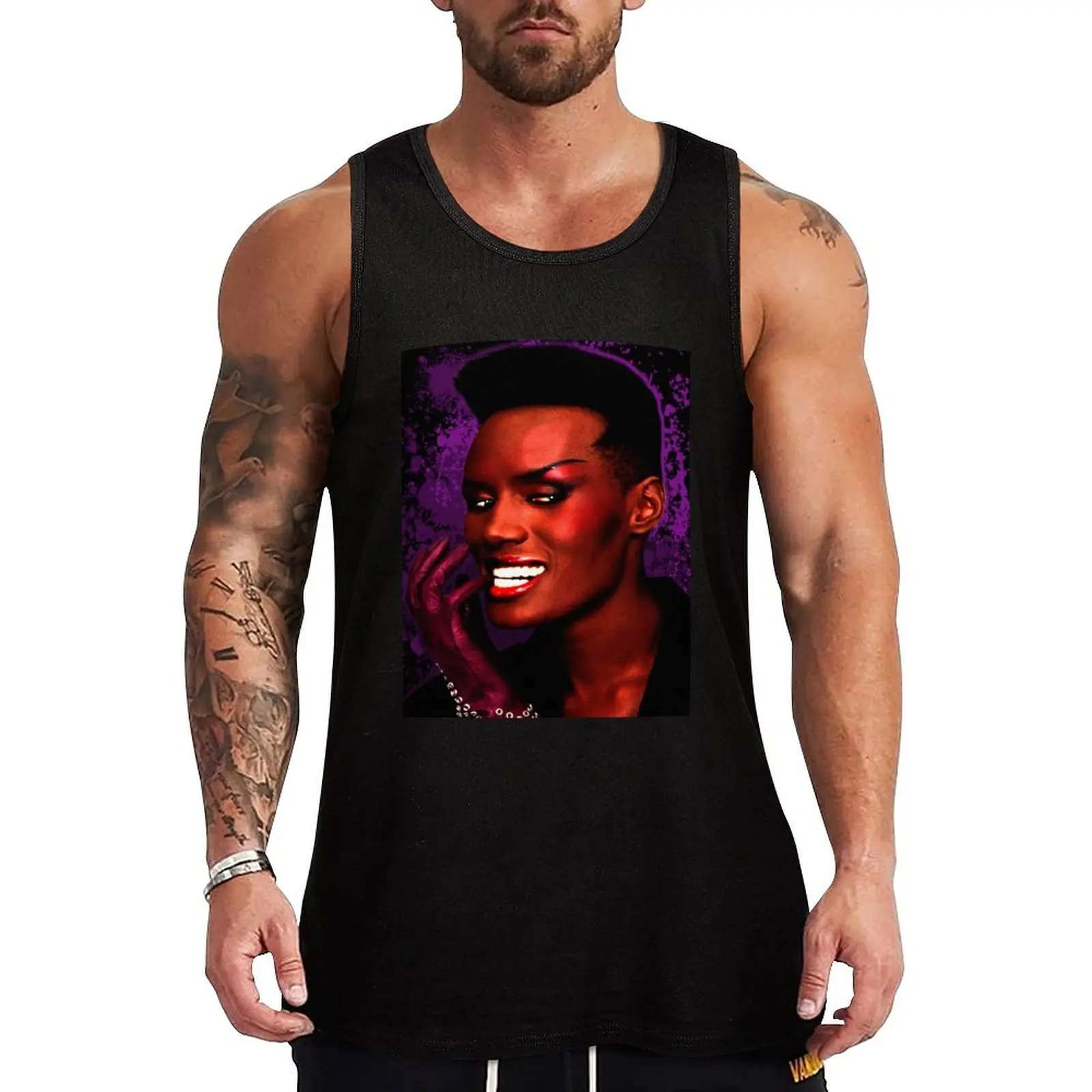 Grace Jones Splatter Purple Tank Top Men's summer t-shirt singlet for men