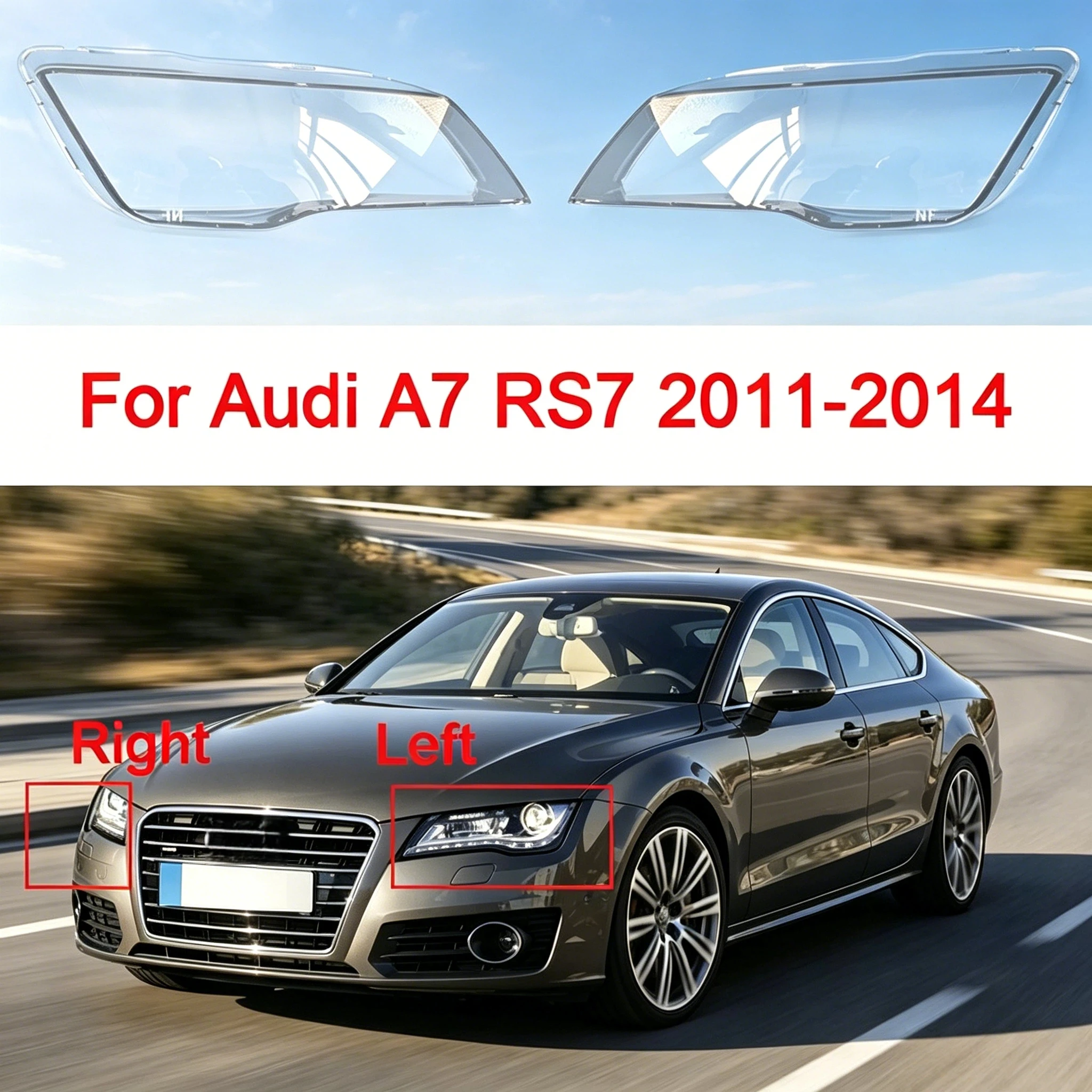 

For Audi A7 RS7 2011 2012 2013 2014 Car Lens Cover Replacement Clear Glass Lampshade Transparent Headlamp Car Accessoires