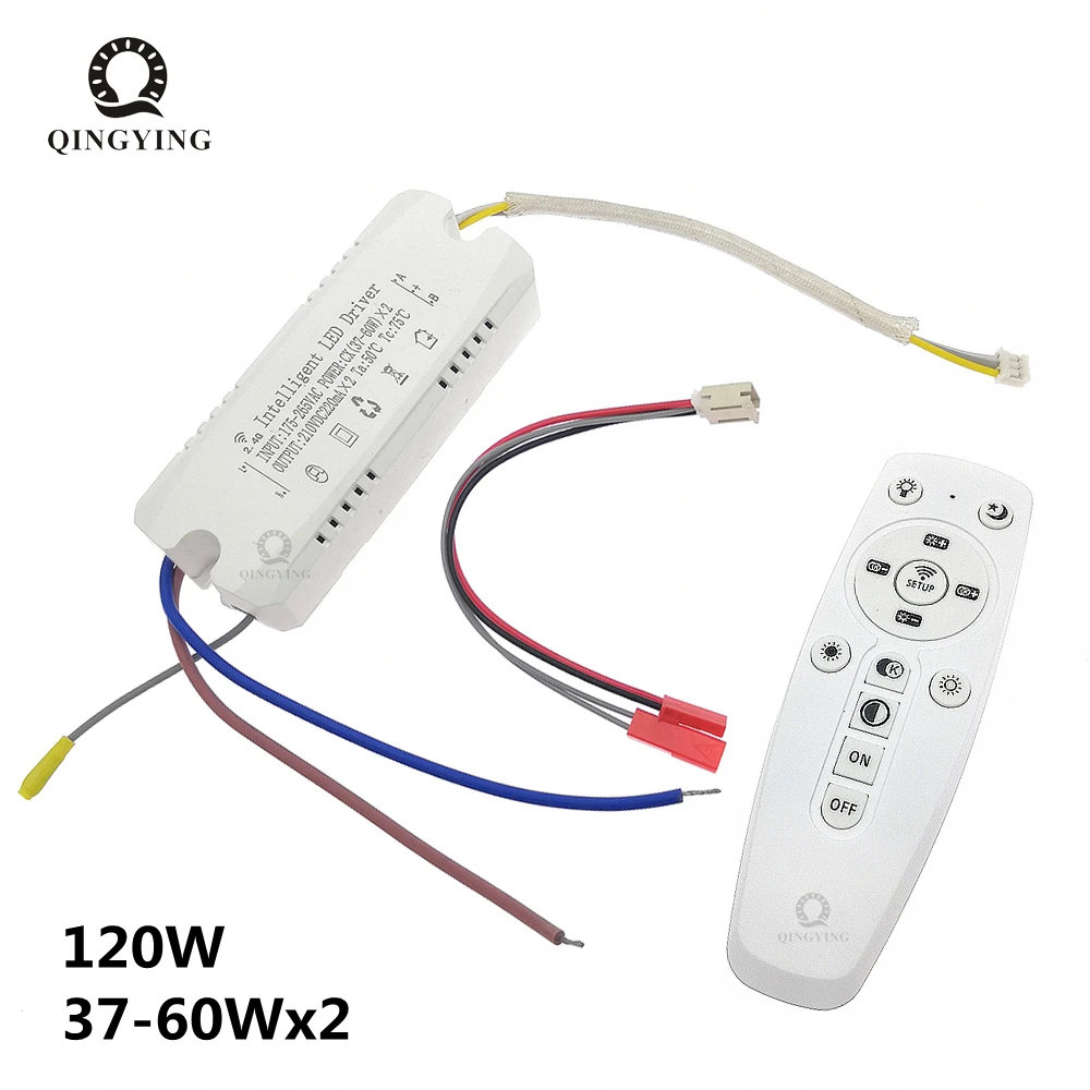 

1pcs 37-60Wx2 120W 2.4G RF Remote & App Control Intelligent LED Driver DC110-210V Dual Color Changeable Dimming Transformer