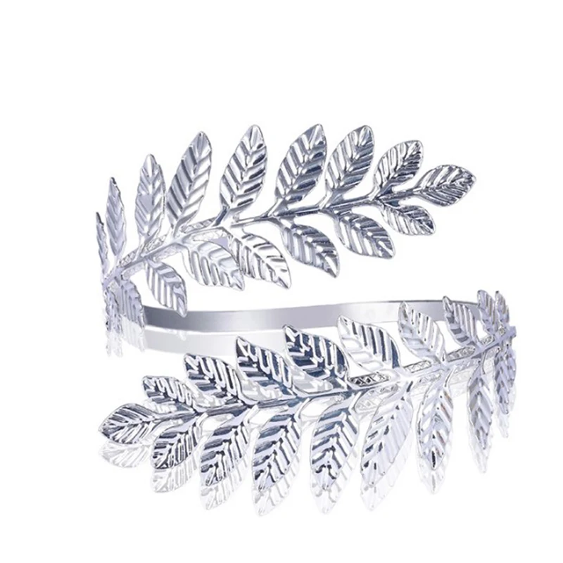 Bohemian Fashion Metal Greek Roman Laurel Leaf Bracelet Armband Upper Arm Cuff Armlet Hand Chain Wedding Jewelry Accessories