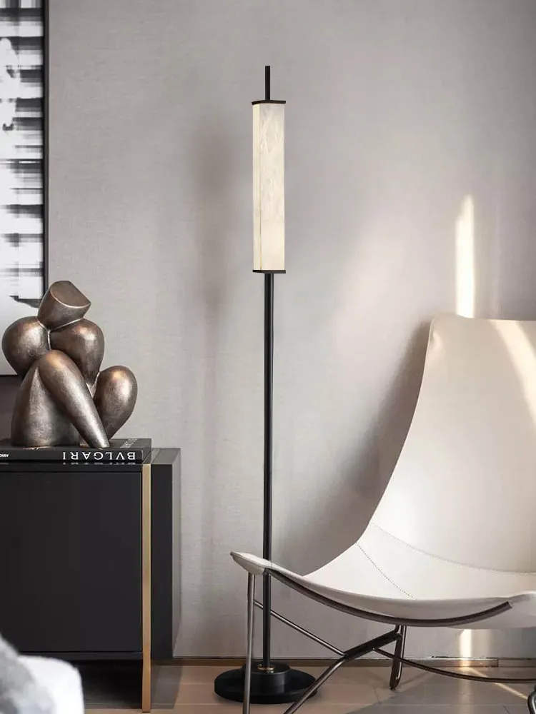 Modern Minimalist Marble Floor Lamp Easy Installation standard Lamps for Home Decoration Mood Lights, Standing Light Alabaster