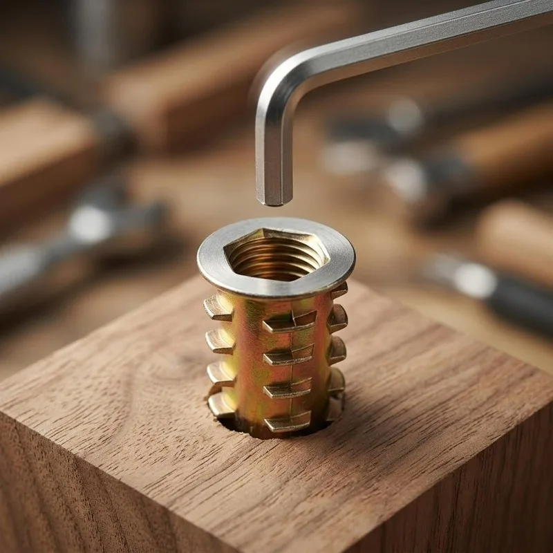 100/20pcs Furniture E-Nut M4 M5 M6 M8 Set Kit Woodworking Inserts Nut Threaded Insert Nuts Thread Inside and Outside Nut for Bed