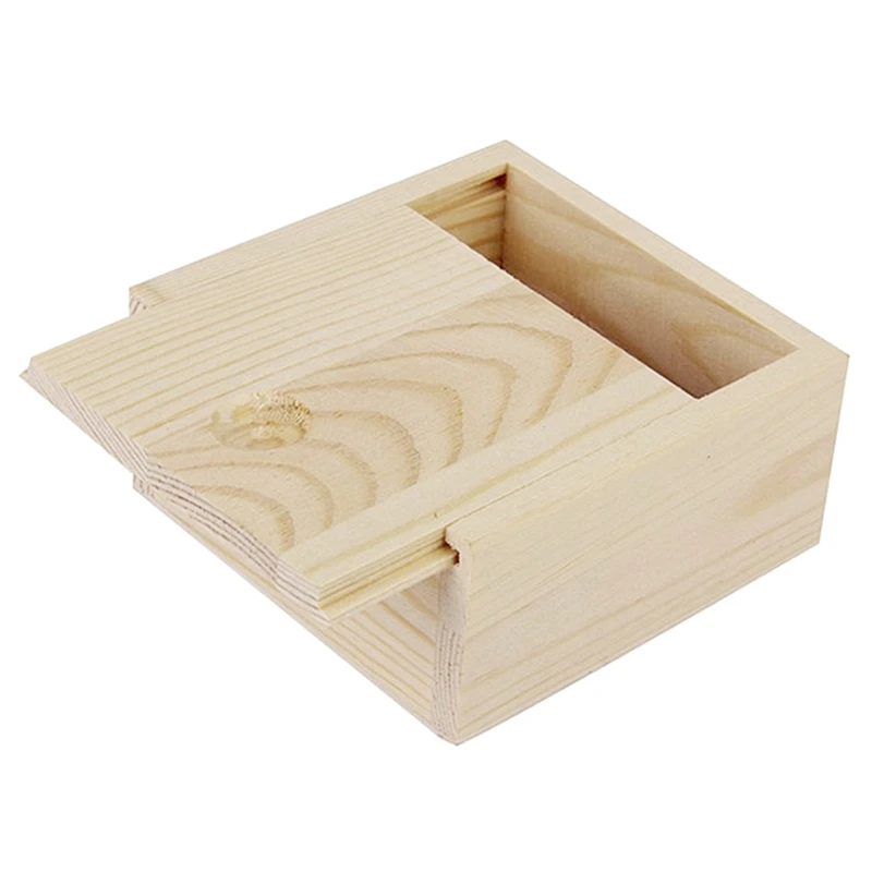 FBIL-10Pcs 8.5X8.5X4cm Handmade Wooden Box Soap Jewelry Container Sliding Cover Box