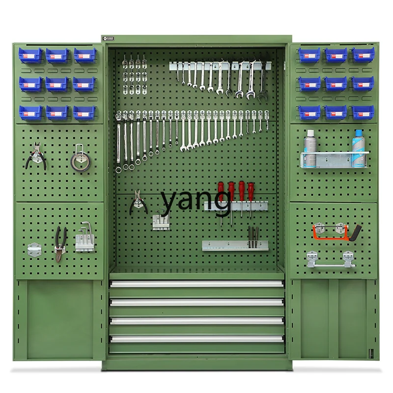 Yjq Heavy-Duty Tool Cabinet Thickened Double-Door Iron Sheet Tool Workshop Multi-Functional Hardware Storage Cabinet