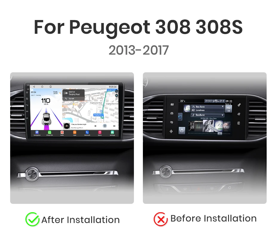 Junsun Qualcomm 8-Core 360 Kamera Drahtlose CarPlay Android Auto Auto Radio für Peugeot 308 308S 2013 - 2017 GPS – Detail 3