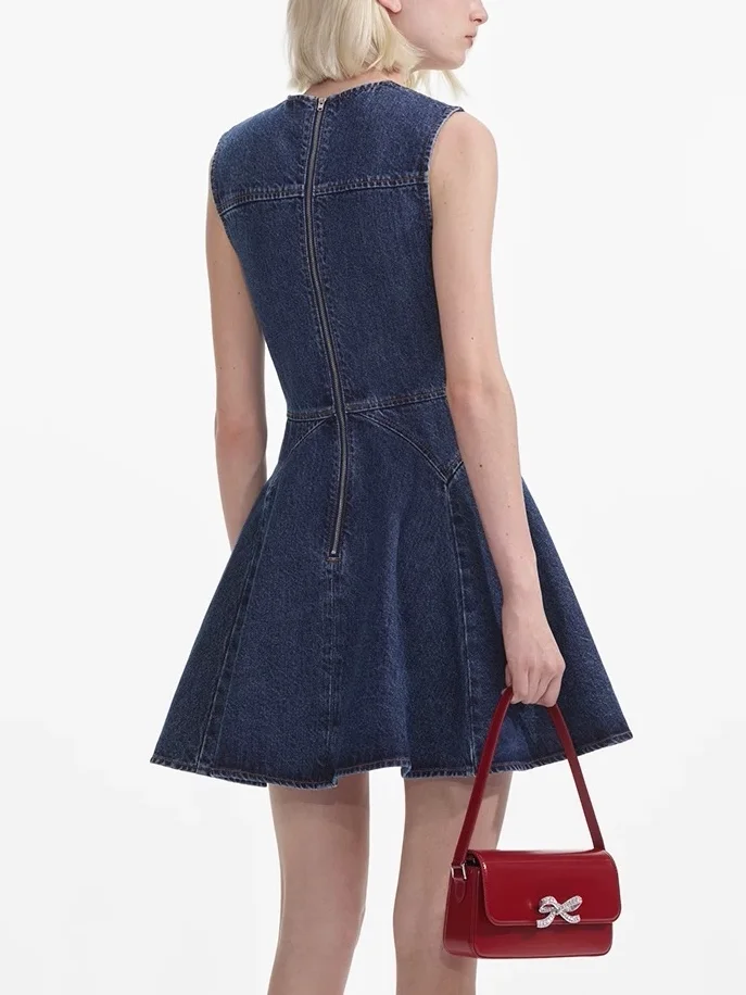 Jisoo Denim Dr Faionable Slimming Deep Blue Svel Vest ort تنورة حلوة Sle عالية الخصر على شكل حرف A صورة ظلية بسحاب...