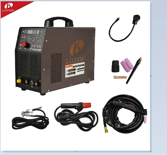 Новый бренд Lotos TIG200ACDCP, промышленный алюминиевый сварочный аппарат 200 А tig с аксессуарами