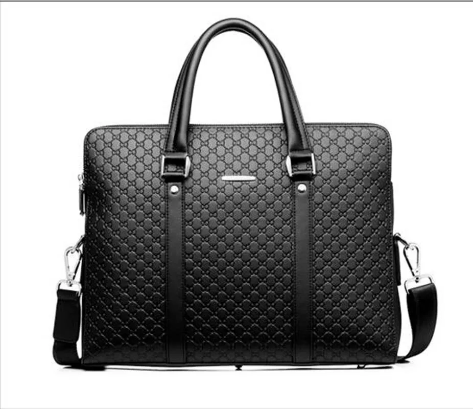 Men's Cowhide Business Briefcase – Large-Capacity Office Document & Laptop Bag, Handheld, Shoulder & Crossbody Backpack
