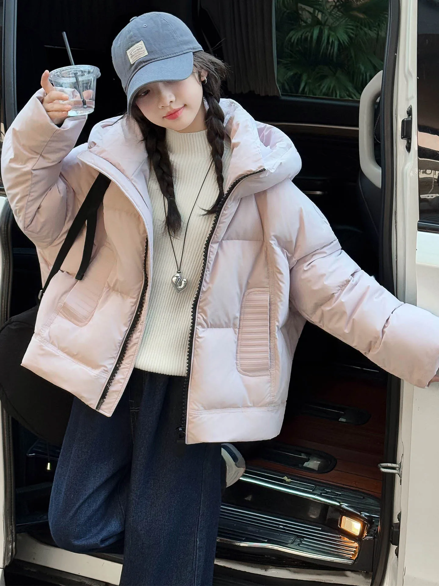 

Girls Hooded High Collar Cotton Jaet Autumn Winter Clothes Bread Sle New 2025 School orm Middle School Student Coat