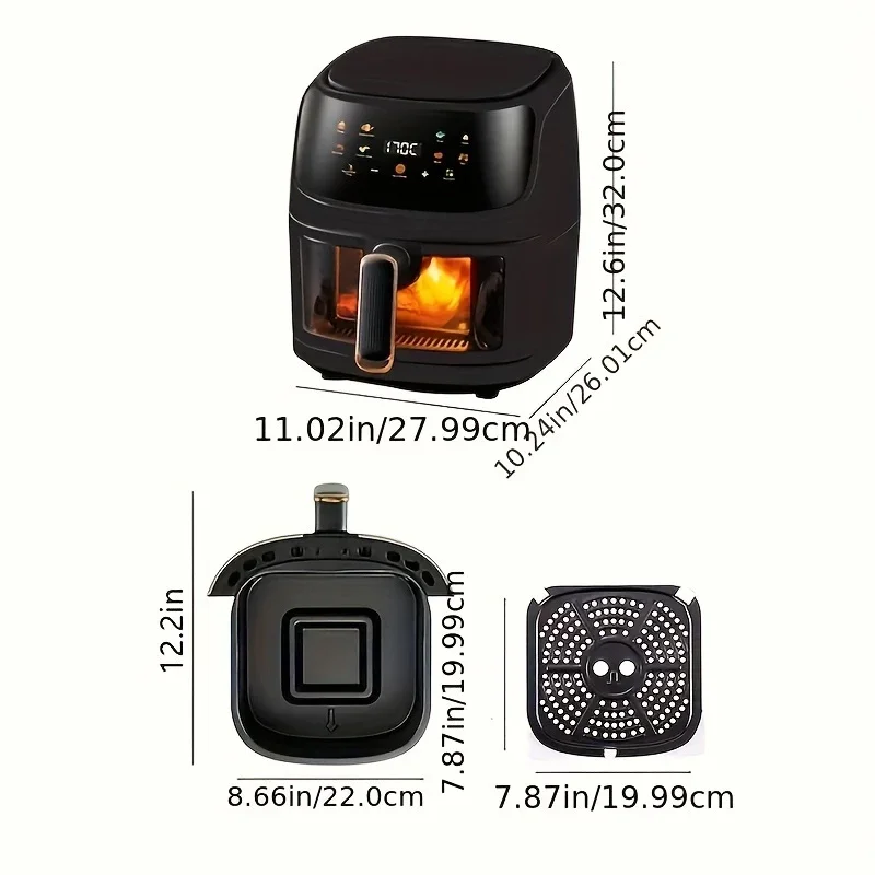 

1 5-quart smart air fryer large capacity multi-function electric kitchen appliances household electronic touch cooker