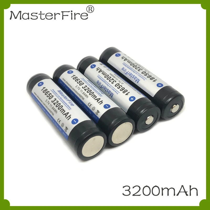 

4pcs/lot MasterFire Original 18650 3.7V 3200mah 11.84Wh Rechargeable Lithium Battery Protected Batteries with PCB Made in Japan