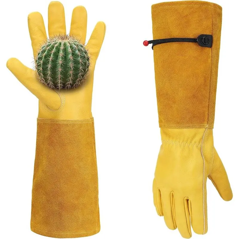 B23B Thorn-Proof Breathable Long Sleeve Leather Gloves For Gardening, Ideal For Rose And Cactus Handling By Men And For Women