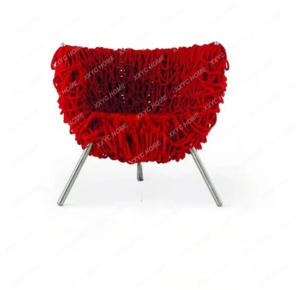 

Italian sofa chair light luxury designer single chair rope weaving, casual armchair