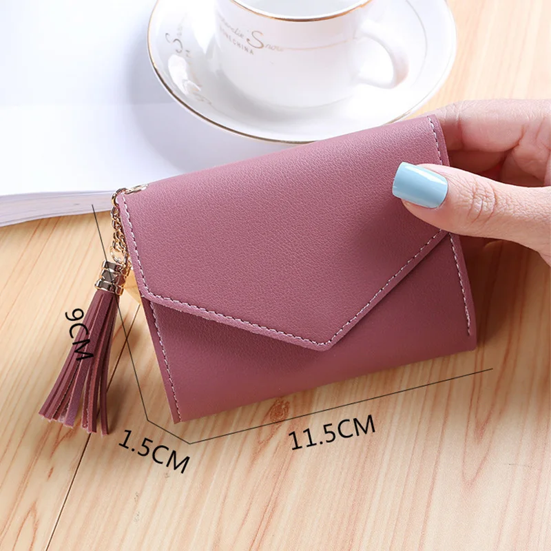 Cute Girls Wallets Hasp Coin Case Credit Bank Card Holder Tickets Bag Portable Small Purses Woman PU Leather Solid Mini Wallet