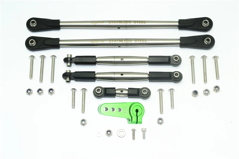 GPM STAINLESS STEEL ADJUSTABLE TIE RODS W. ALUMINUM SERVO HORN FOR 1/6 SUPER BAJA REY 4X4 -LOS05013