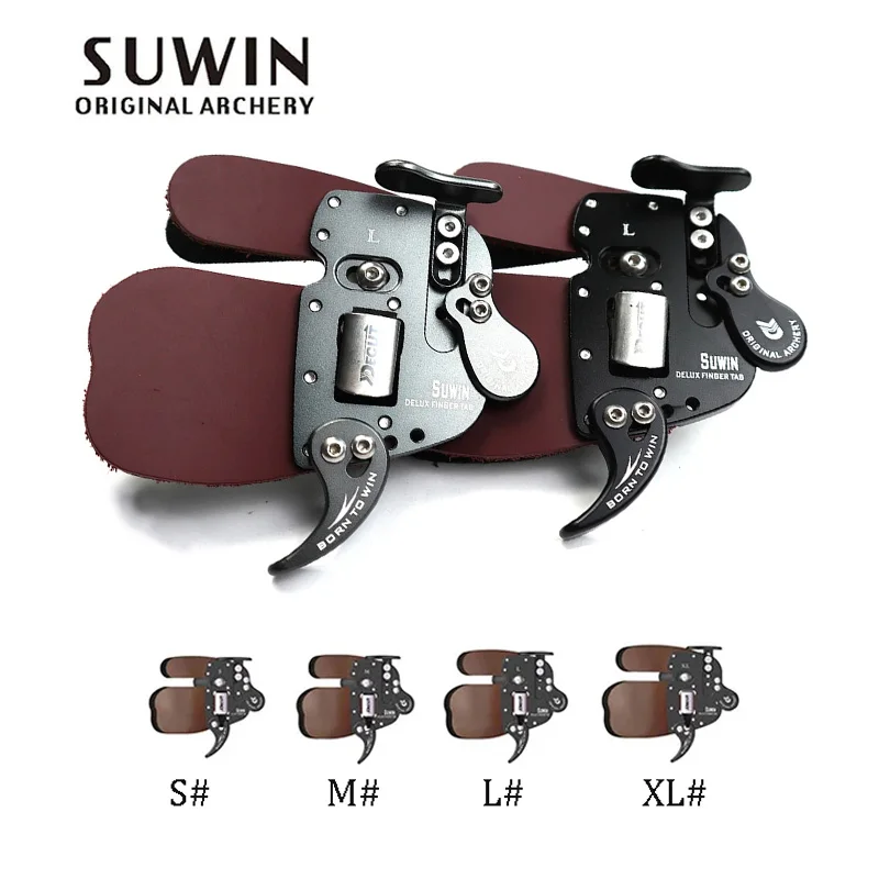 Decut SUWIN Finger Tab Guard Genuine Leather Archery Finger Protection For Left/Right Hand Outdoor Shooting Accessories