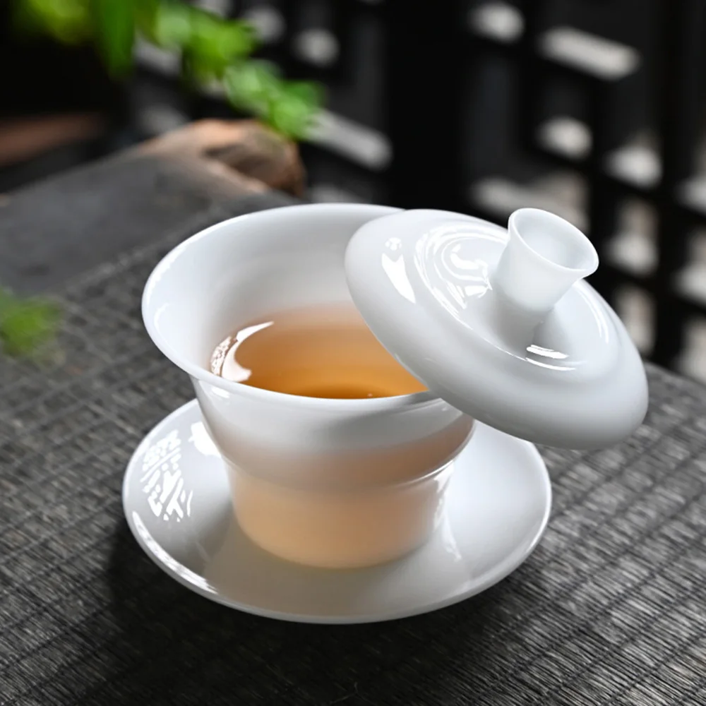 White Ice Jade Porcelain Kung Fu Tea Set Travel Tea Set High-end Gift Box Business Company Gift