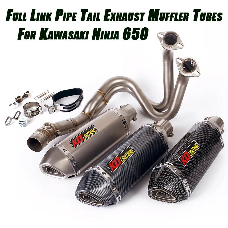 Motorcycle Front Middle Link Pipe Connect Exhaust Muffler Tubes Full Set System Modified For Kawasaki Ninja 650 2012-2022