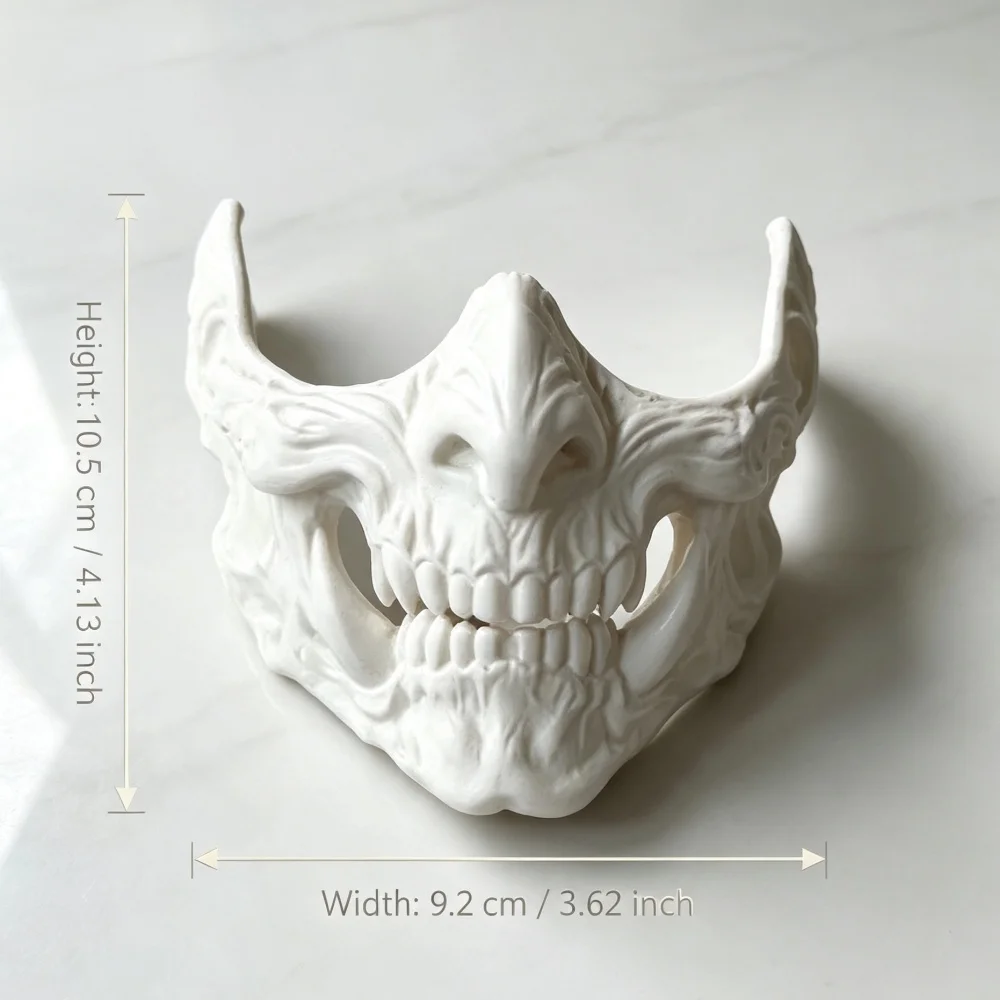 Máscara de Dientes de Dragón Estilo Halloween, Modelo Blanco COS, Impresa en 3D, Pintada a Mano, Estilo Antiguo, Accesorios de Fantasmas y Monstruos, Máscara Pintada a Mano