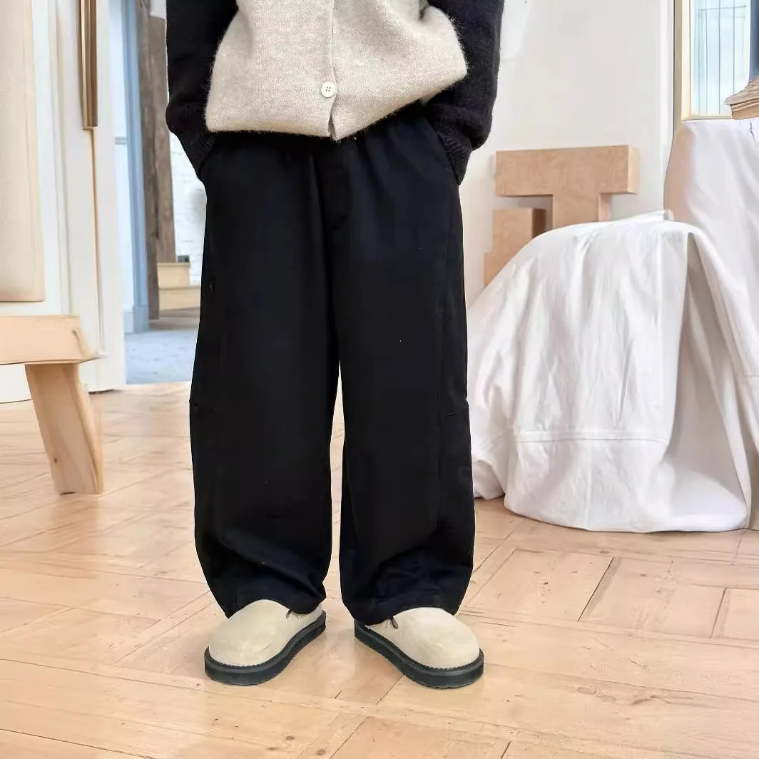 

Girls Children Pants 2024 Autumn New Children Solid Color Casual Pants Korean Version Boys and Girls Washed Cotton Trousers