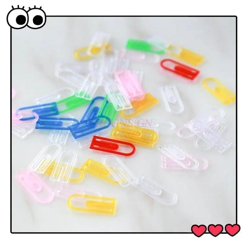 

60pcs/box Creative Stationery Accessories Candy colored Plastic Anti rust Boxed Paper Clip Pin Buckle