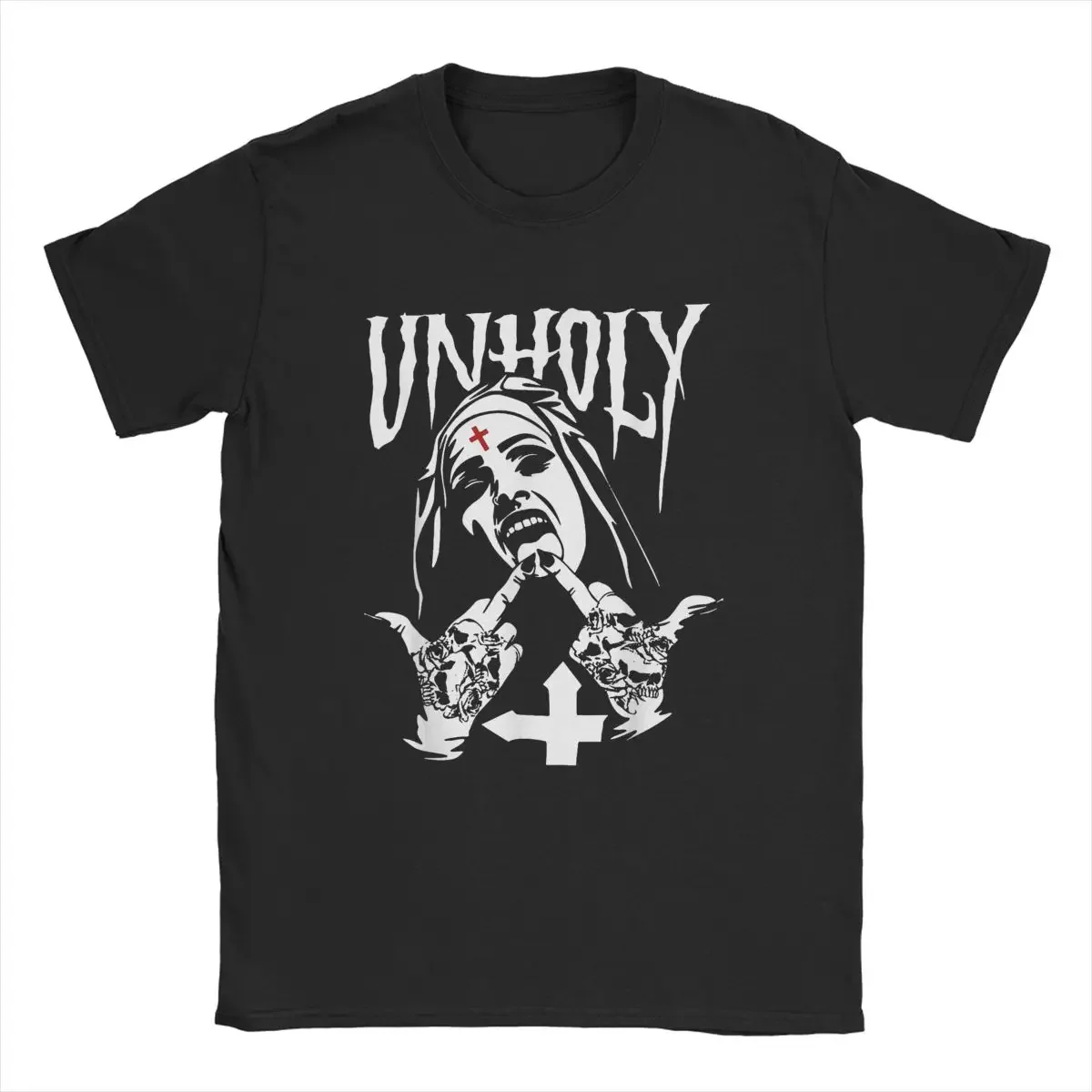 Funny Harajuku Short Sleeve Shirt 5XL Clothing heavyweight Sweatshirt Horror Unholy Nun for Men Crew Neck 100% Cotton T Shirt