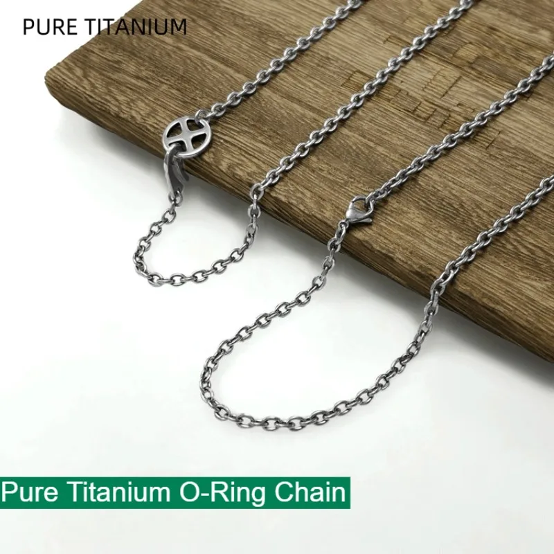 

New 2.3/4.5mm Pure Titanium Hypoallergenic O-Ring Chain Couple Necklace Pendant Durable Soldered Joints Women Necklace Men Gift