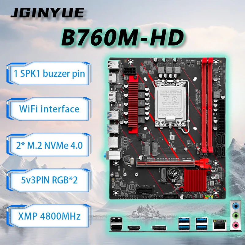 JGINYUE B760M-HD Motherboard M-ATX ARGB LGA1700 Support Core 12/13/14th i5/i7 Dual Channel DDR4 RAM PC desktop MAX 64GB