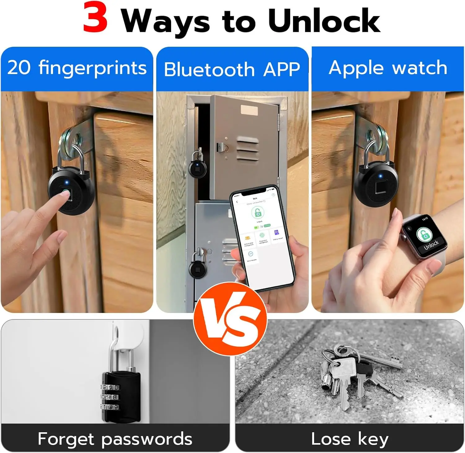 Fingerprint Padlock Keyless Tuya Smart Lock Anti-Theft Biometric Fingerprints Locks APP Unlock for Gym Locker Suitcase Backpack