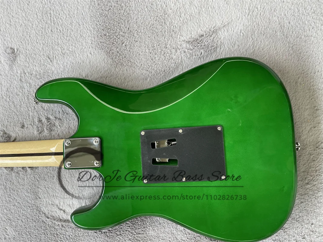 Green Electric Guitar Vibrato Bridge track pickup 3 mini switches basswood body Maple fingerboard pentacle Mosaic