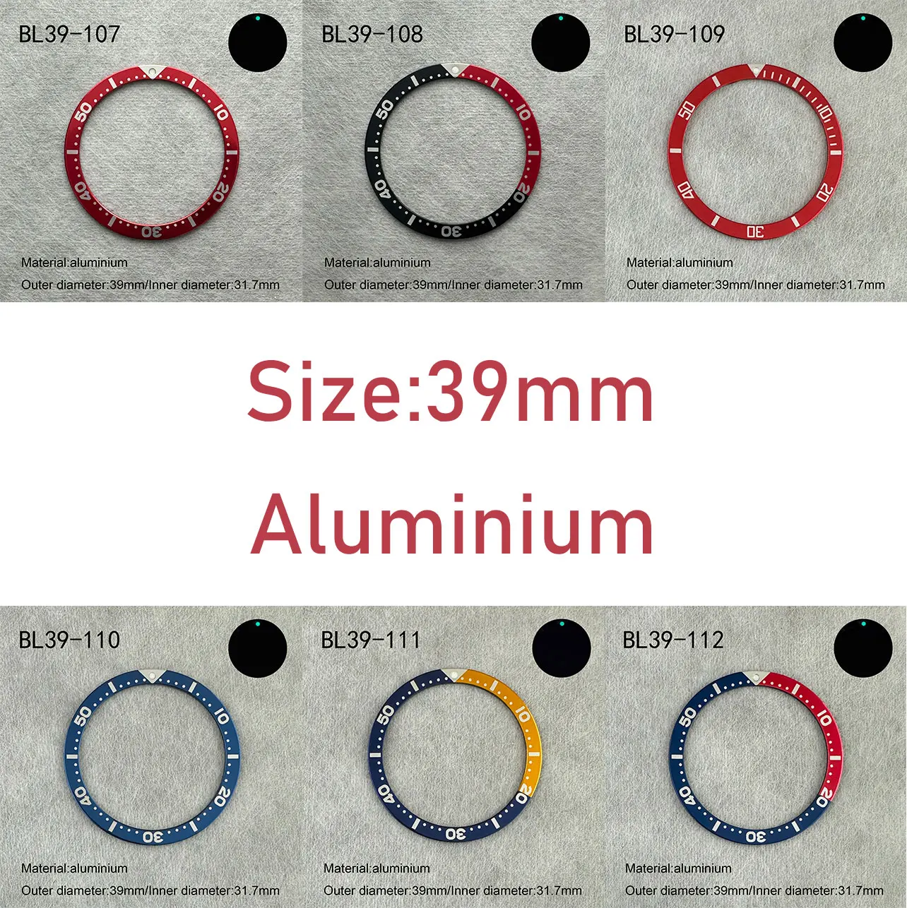 Watch Bezel 39mm Luminous bead Watch Ring Aluminium Bezel Insert Replacement of Watch Accessories