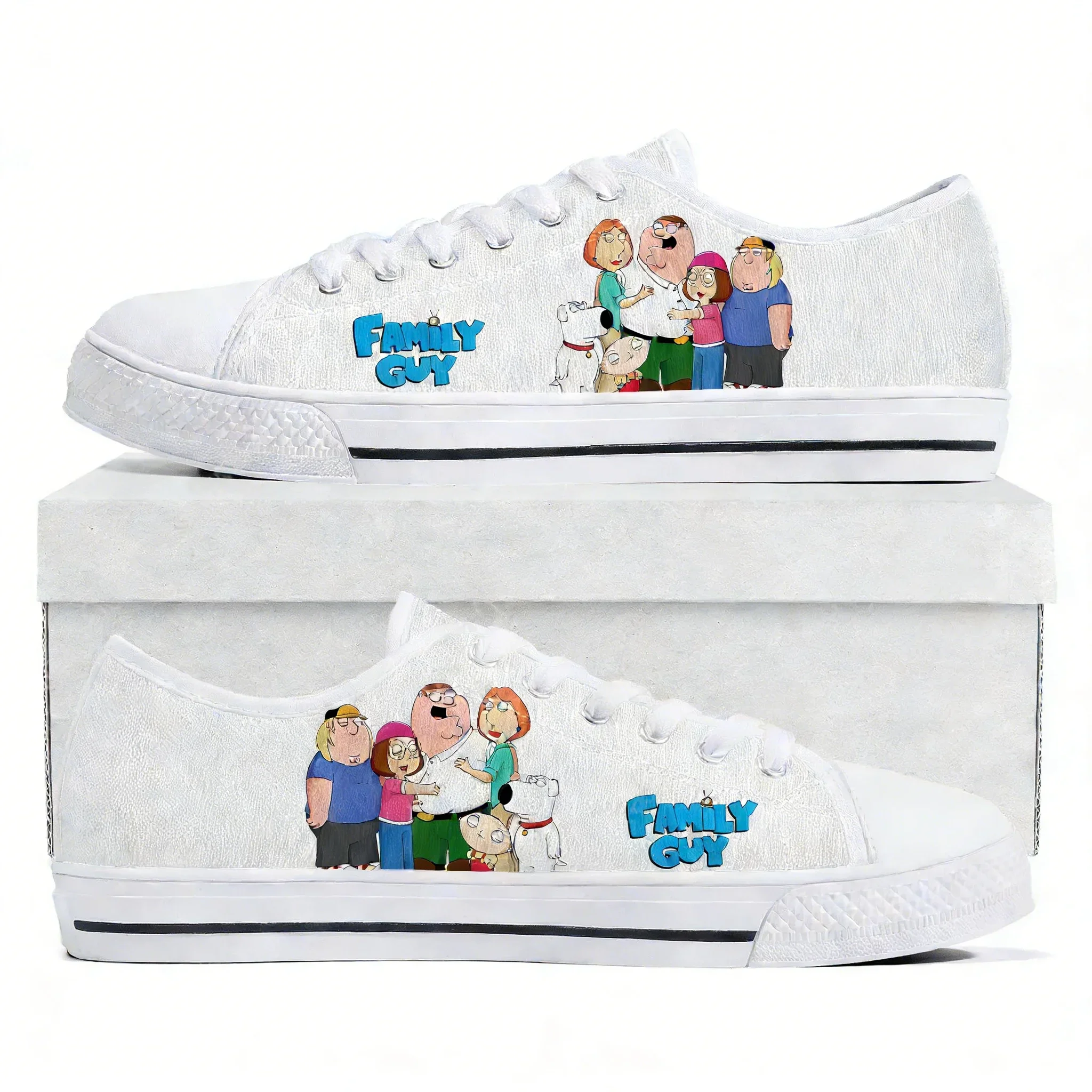 

Family Guy Anime Low Top Sneakers Mens Womens Teenagers Canvas Sneaker High Quality Fashion Casual Couple Shoes Tailor-made Shoe