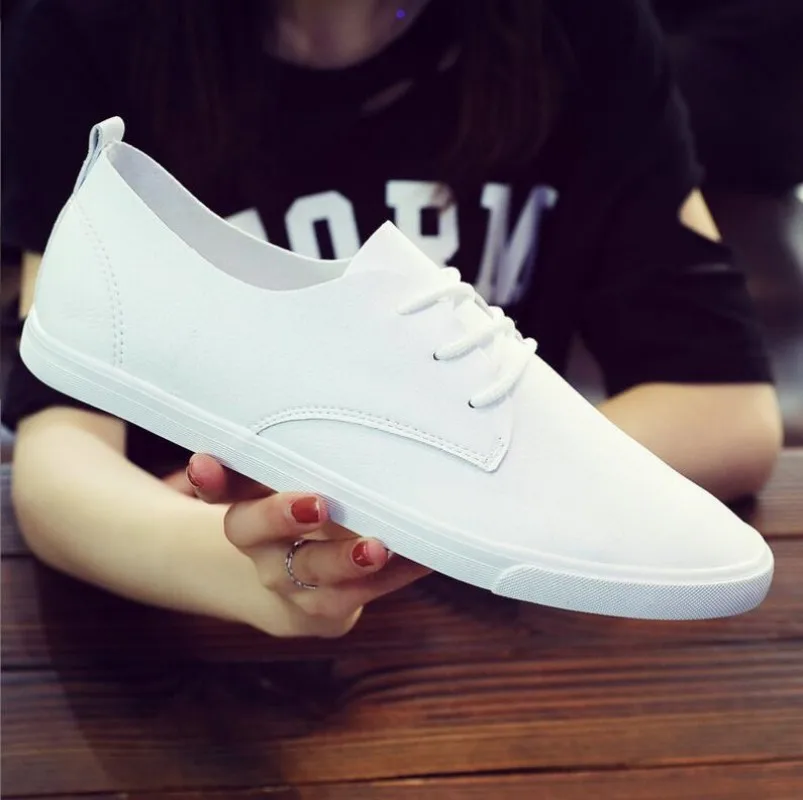 Summer Breathable Men\'s Shoes British Casual Shoes Board Shoes Round Toe White Style Korean Style Trendy Youth Shoes Sneakers