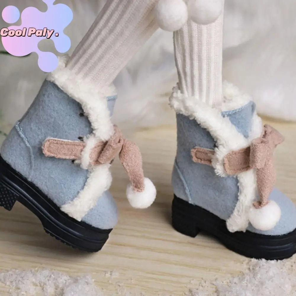 

1 Pair High-top 1/4 Bjd Doll Winter Boots Bowknot High-heeled 1/4 Bjd Doll Plush Shoes GSC Fluffy 40cm Cotton Doll Boots